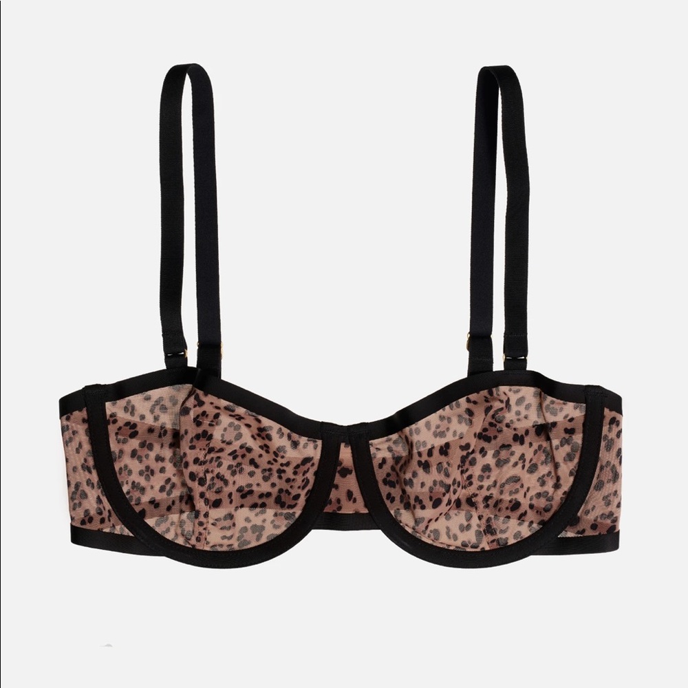 CUUP Leopard Mesh Balconette Unlined Bra